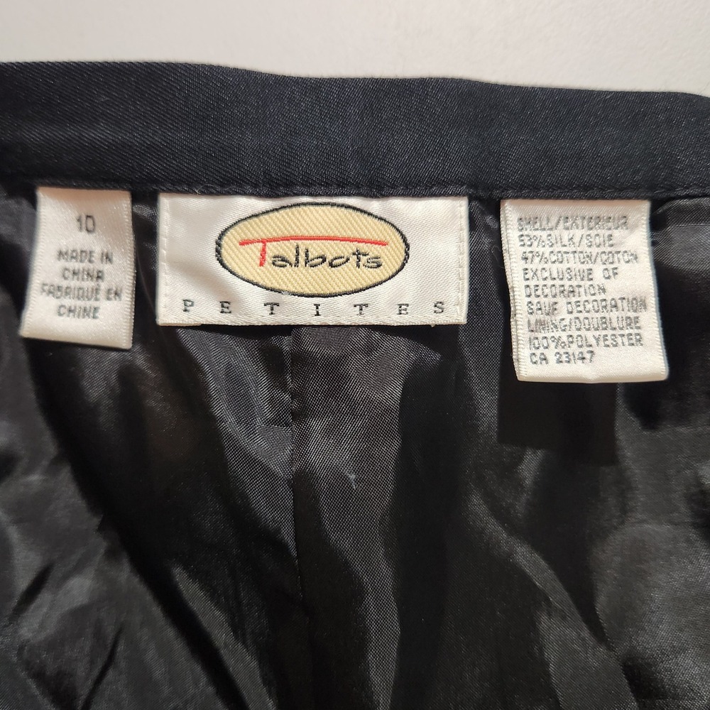 Vtg Talbots Petites Embroidered Silk Cotton Crop Pants Sz 10 Asian Motif Pagoda - Picture 9 of 10